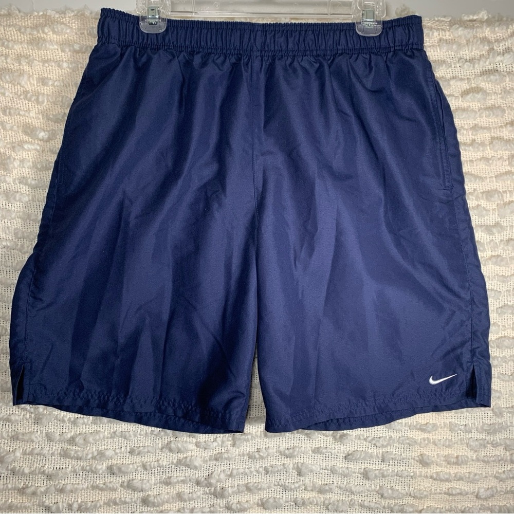 NIKE MENS LARGE SHORTS BLUE BASKETBALL MESH‎ LINED BRIEFS ATHLETIC TRAINING